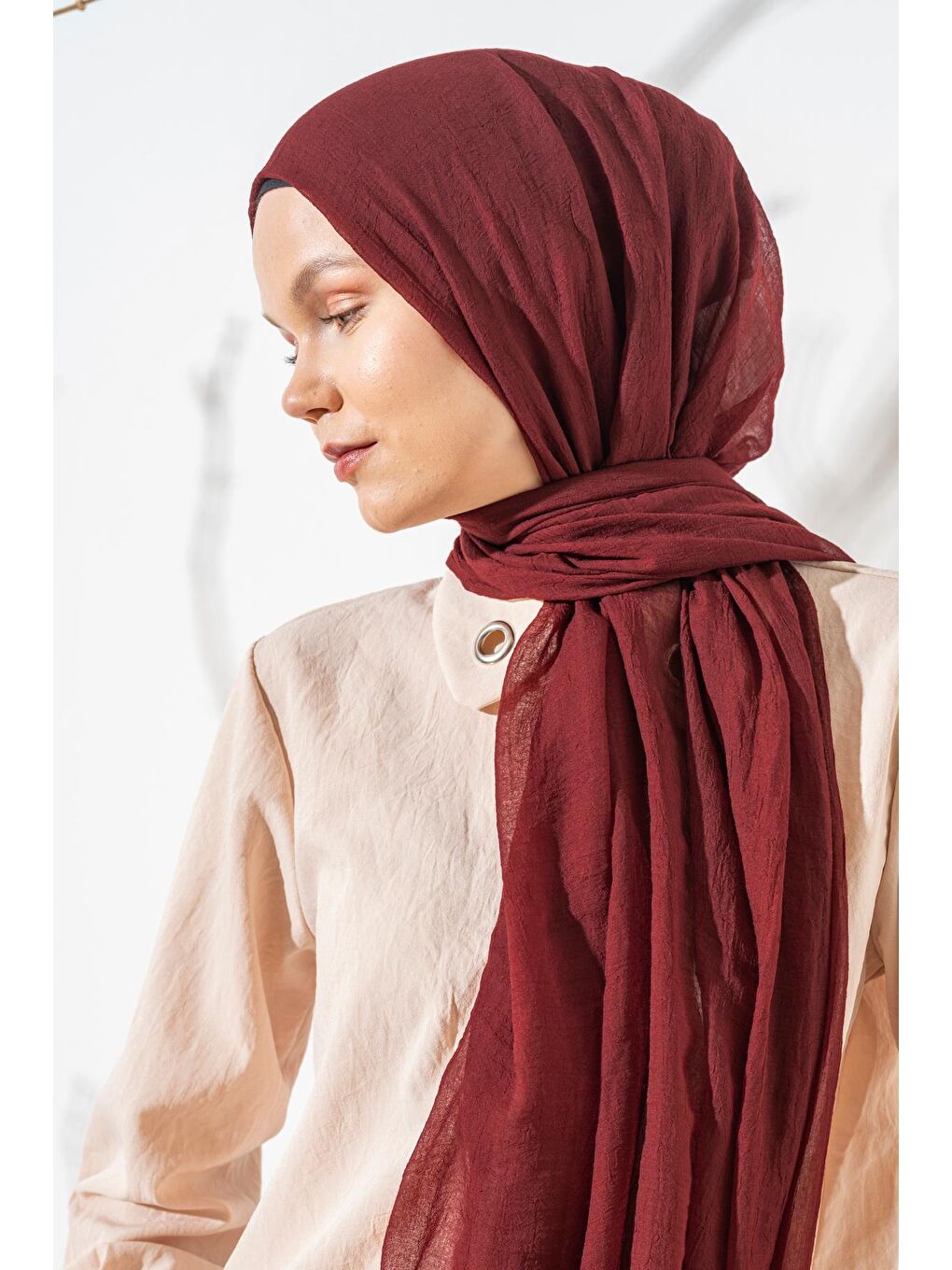 Bordo Kadın Konfor Şal 195/85 Cm-3