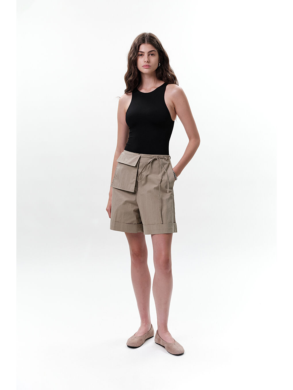 Cep Kemerli Şort Yeşil-1