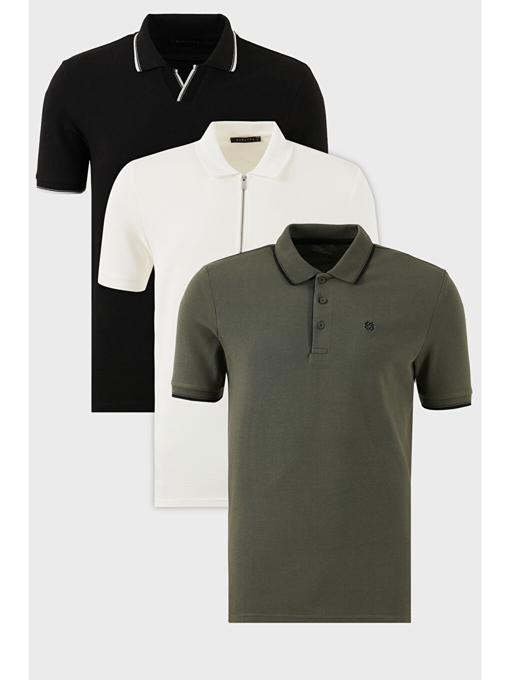 Siyah Pamuklu Regular Fit 3'lü Paket Polo Yaka Tişört 59029641518S3