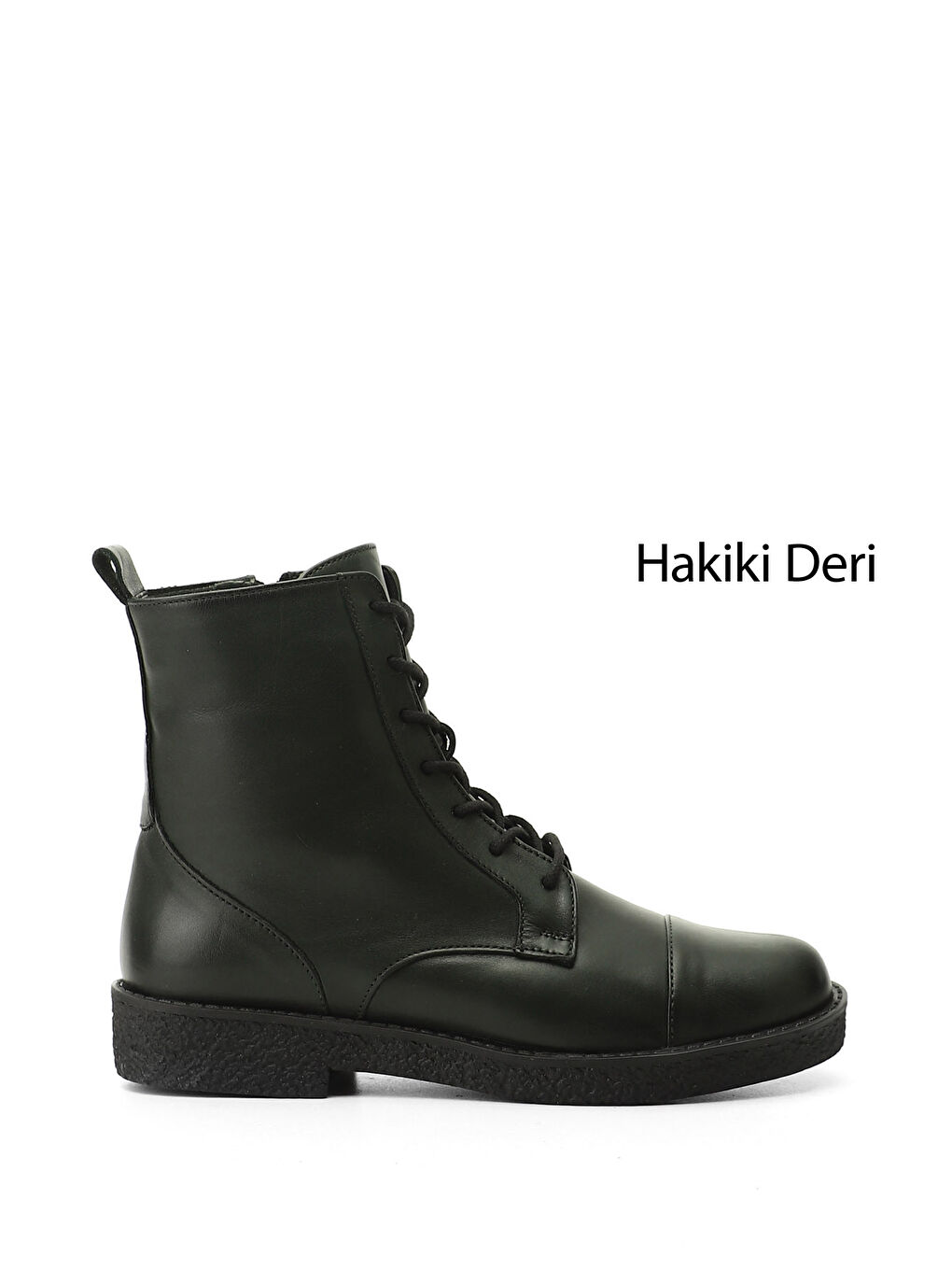 Kadın HAKİ-YEŞİL Fermuarlı Kauçuk Taban Hakiki Deri Postal Bot