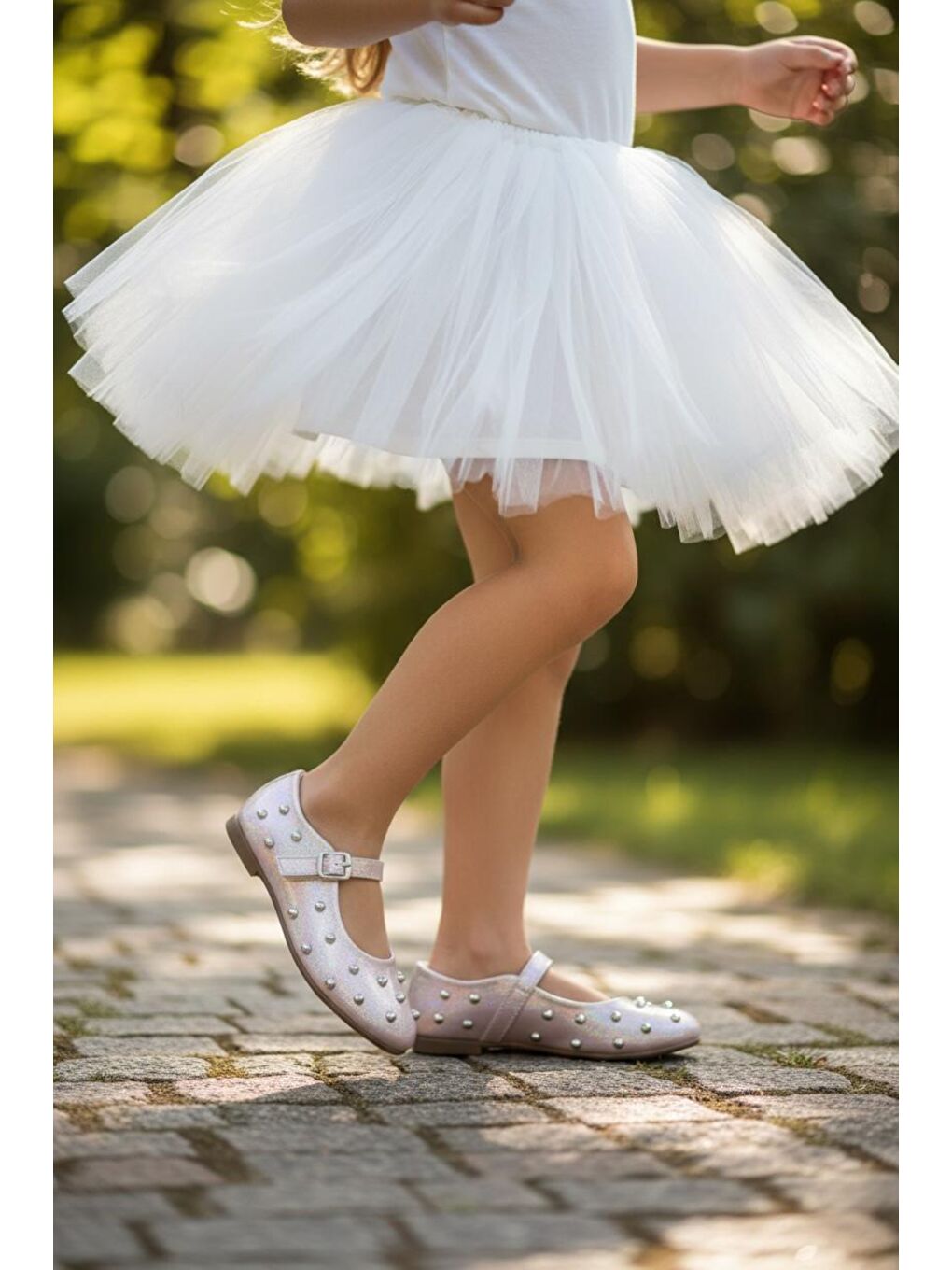 Pembe KIZ ÇOCUK TAŞLI BABET