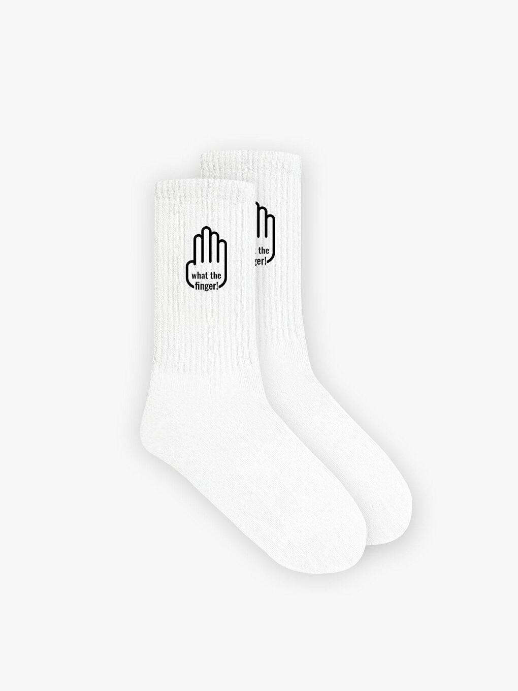 ablukaonline Beyaz Erkek Unisex What The Finger Baskılı Çorap Beyaz