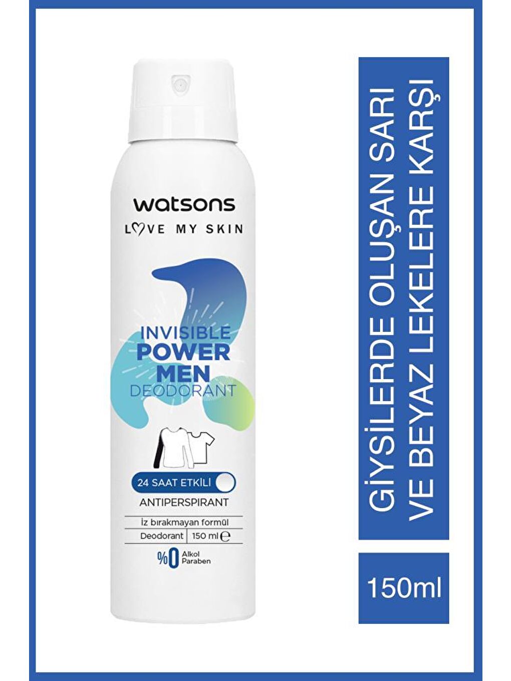 Watsons Açık Bej Invisible Power Men 24 Saat Etkili Deodorant 150 ml X5 ADET - 1