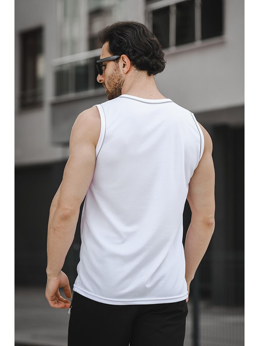 Oksit Beyaz Mozi Mikro Polyester Slim Fit Performans Antrenman Sporcu Erkek Atlet - 3