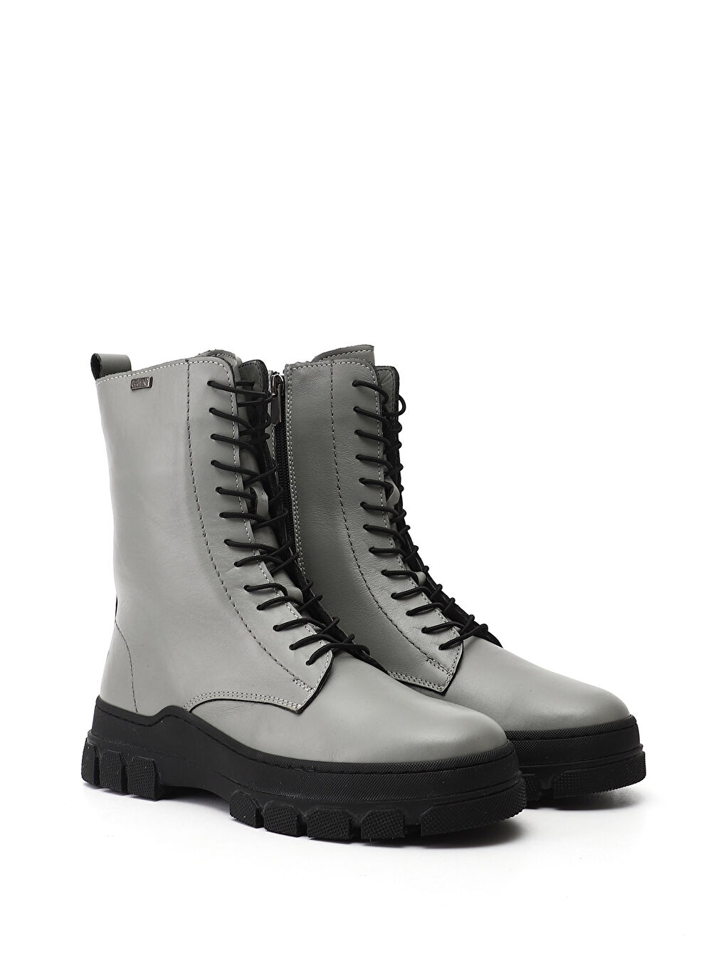 Gri Kadın GRİ Fermuarlı Kauçuk Taban Hakiki Deri Postal Bot-1