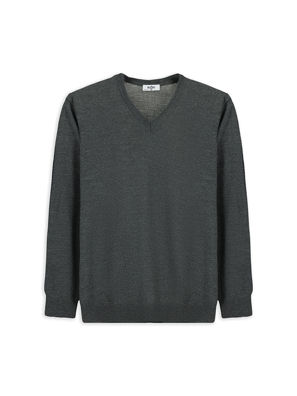 Antrasit V Yaka Regular Fit Sıcak Tutan Yünlü Triko Kazak