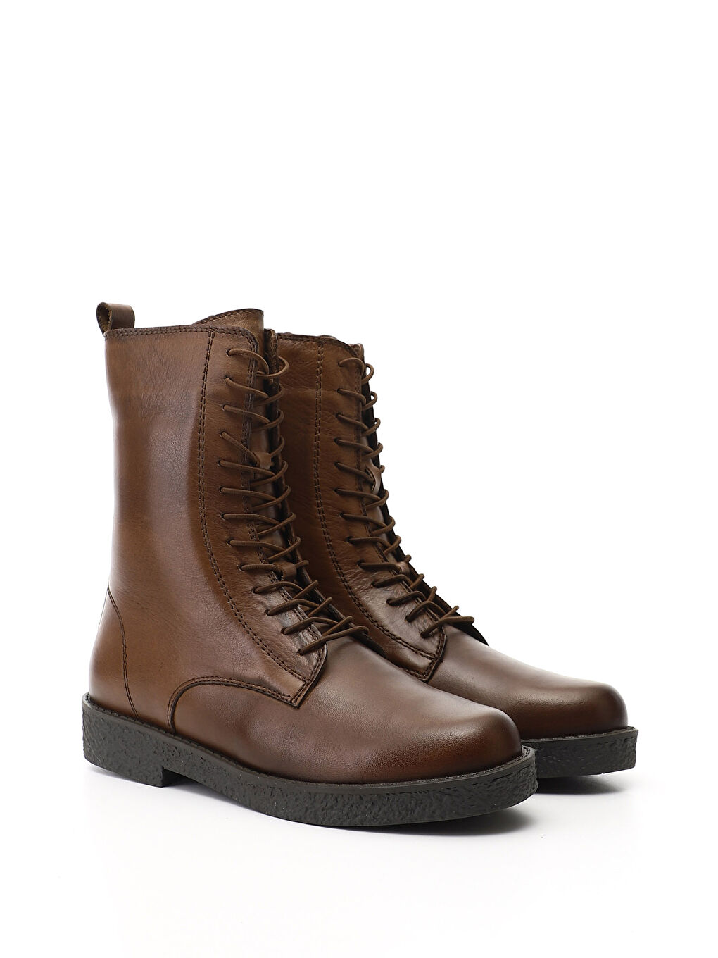 Kahverengi Kadın KAHVERENGİ-TABA Fermuarlı Kauçuk Taban Hakiki Deri Postal Bot-1