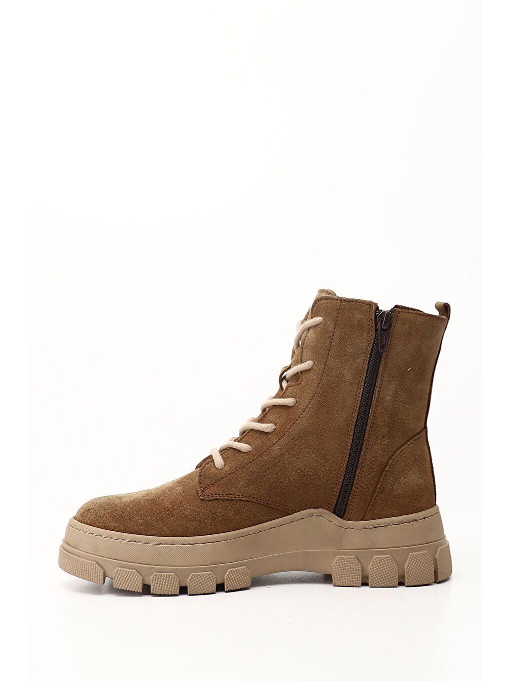 Kahverengi Kadın KAHVERENGİ-TABA Fermuarlı Kauçuk Taban Hakiki Deri Postal Bot-2