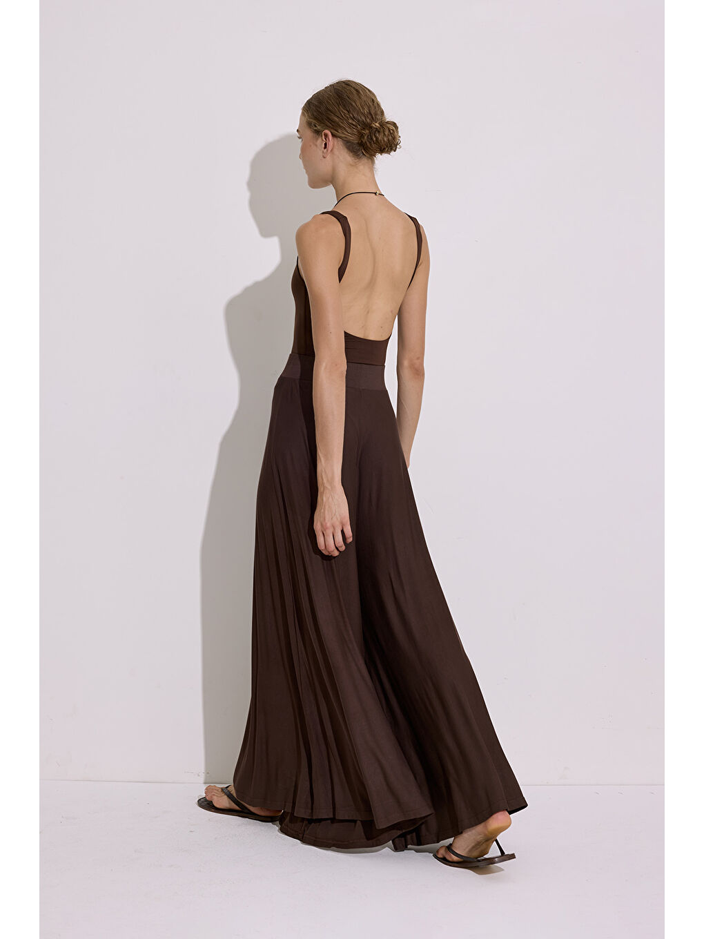 Dökümlü Rahat Pantolon Kahverengi-1