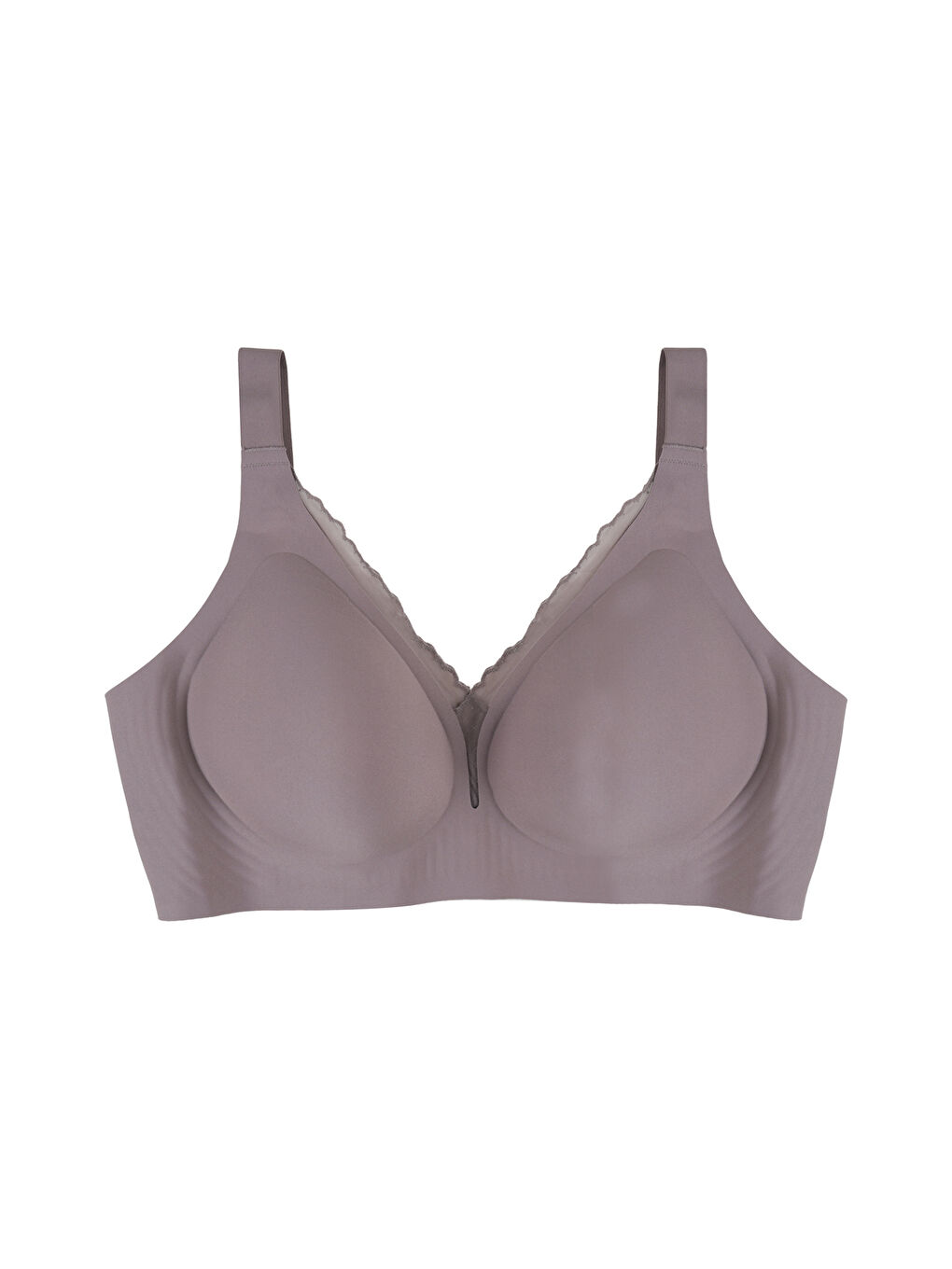 Kahverengi Kadın Büyük Beden (Battal) Dikişsiz Tül Detaylı Lazer Sütyen