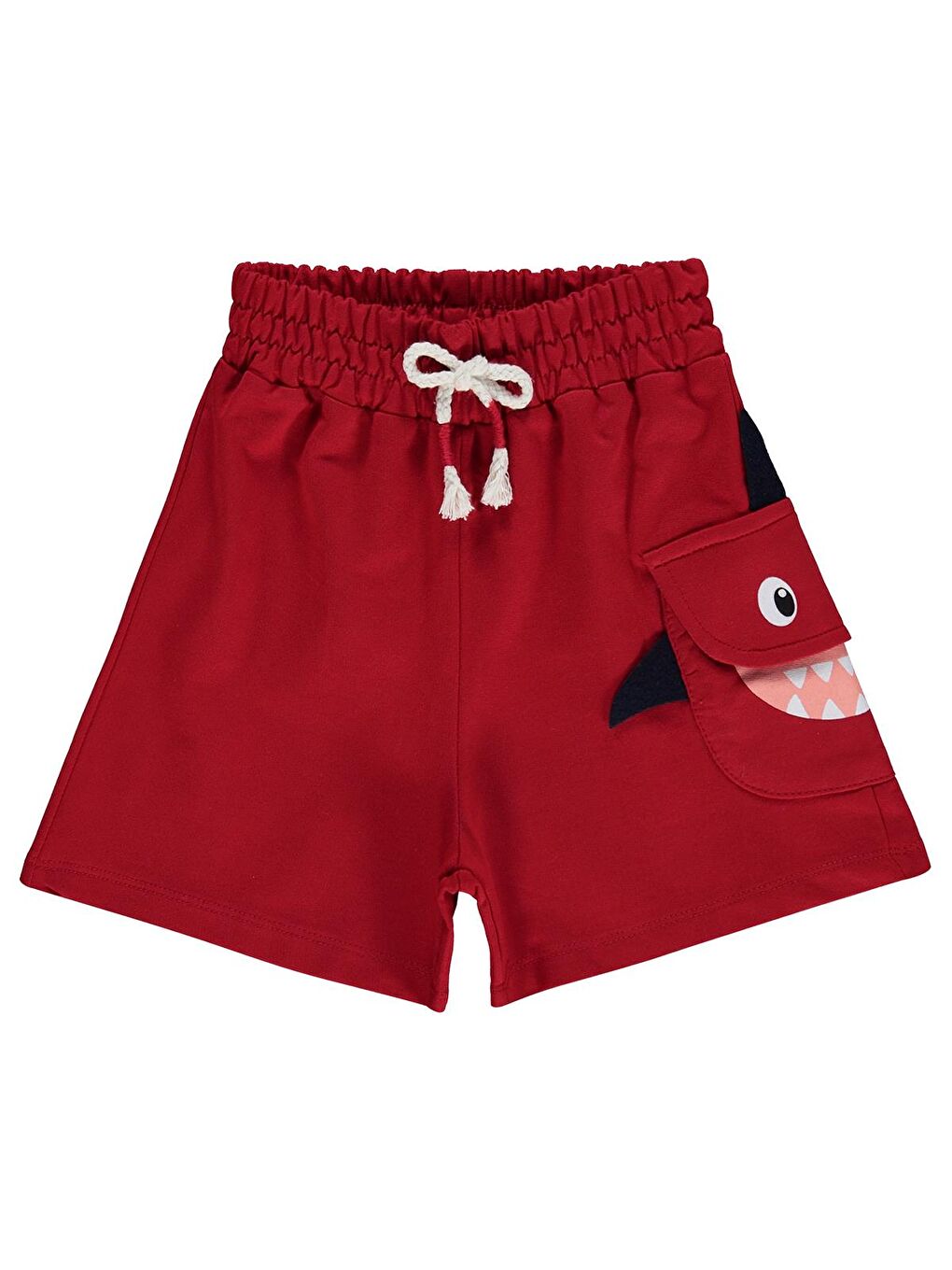 Boys Köpekbalığı Nakışlı 2-5 Yaş Şort - Kırmızı