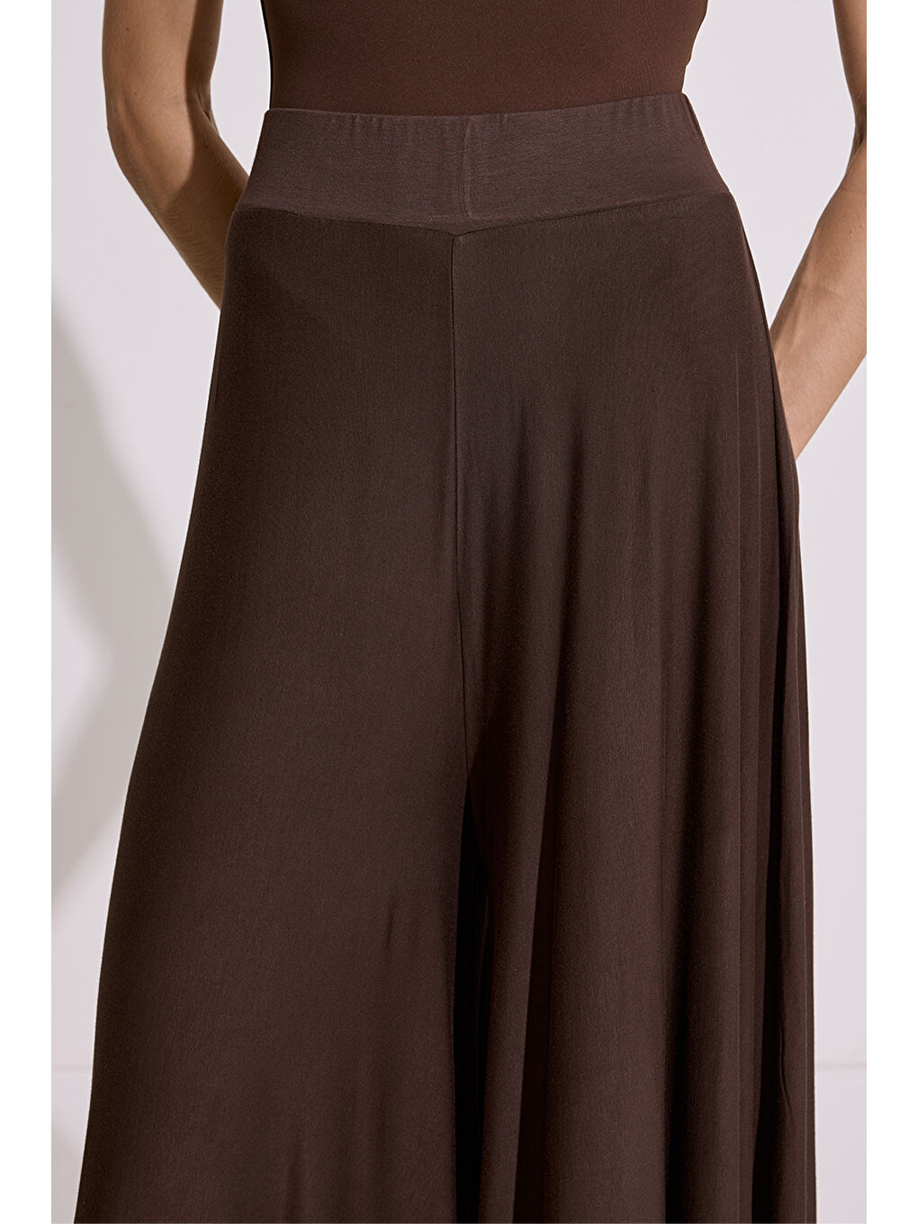 Dökümlü Rahat Pantolon Kahverengi-3