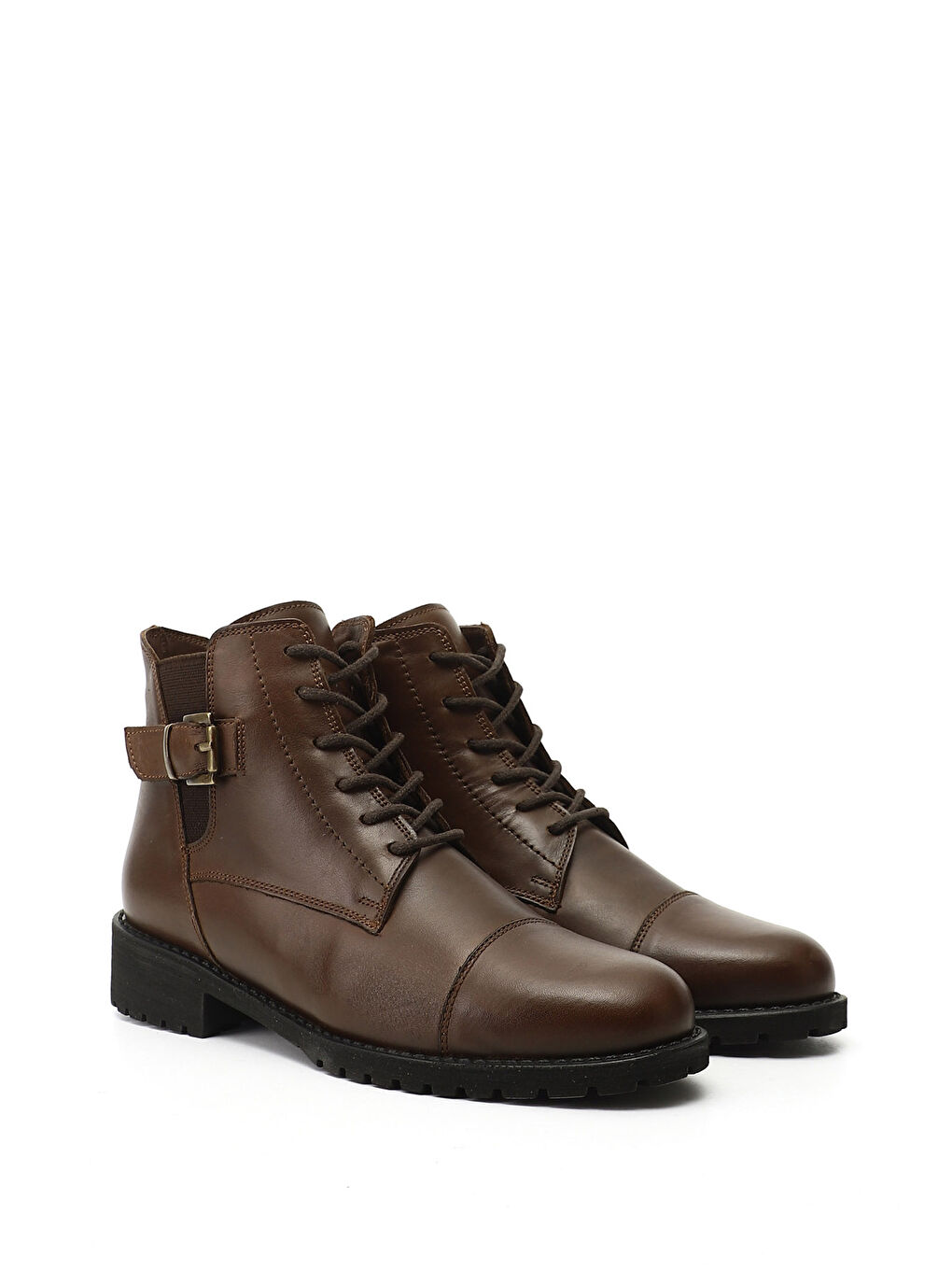 Kahverengi Kadın TÜTÜN KAHVE Fermuarlı Kauçuk Taban Hakiki Deri Bot-1