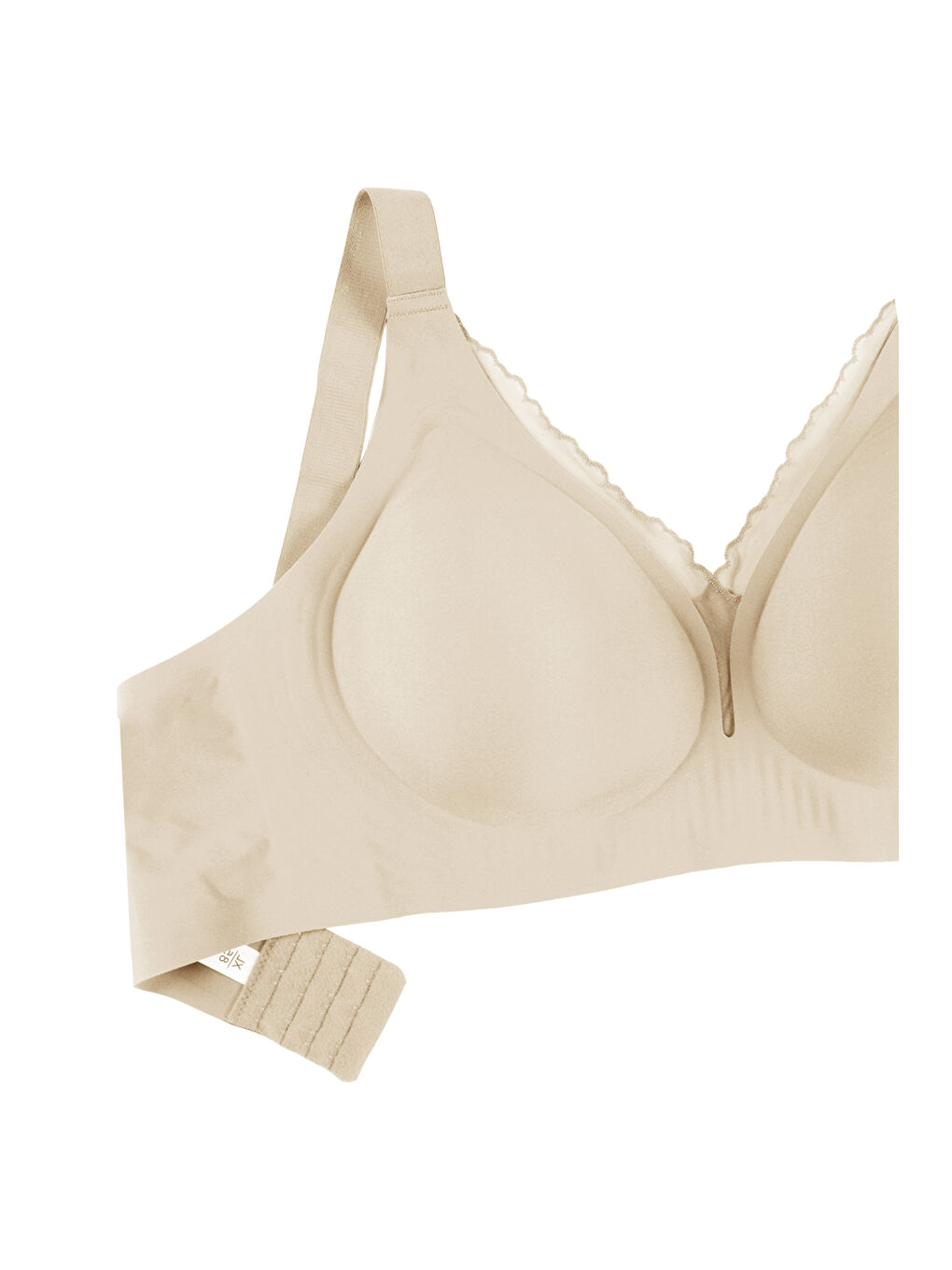 Ekru Kadın Büyük Beden (Battal) Dikişsiz Tül Detaylı Lazer Sütyen-2