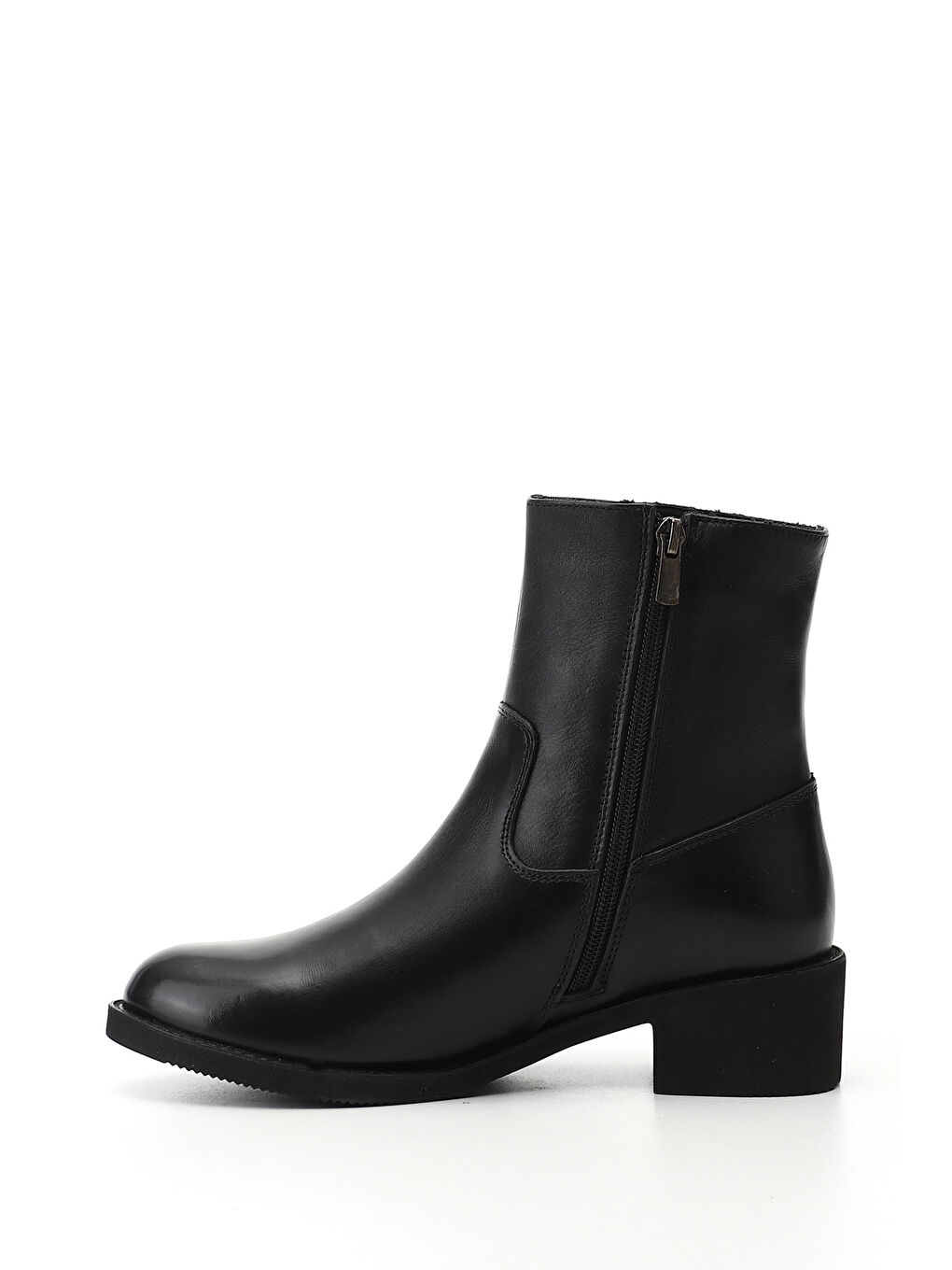 Siyah Kadın SİYAH Fermuarlı Kalın Topuklu Hakiki Deri Bot-2