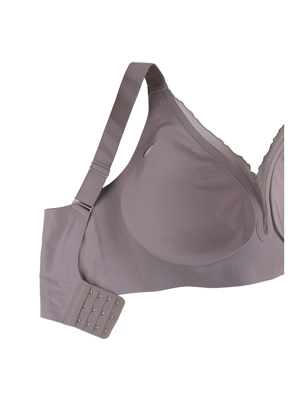 Kahverengi Kadın Büyük Beden (Battal) Dikişsiz Tül Detaylı Lazer Sütyen-2