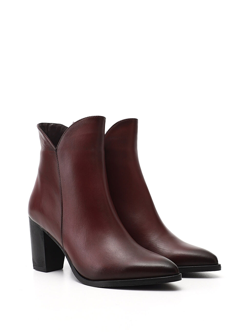 Bordo Kadın AÇIK BORDO Fermuarlı Sivri Burun Hakiki Deri Bot-1
