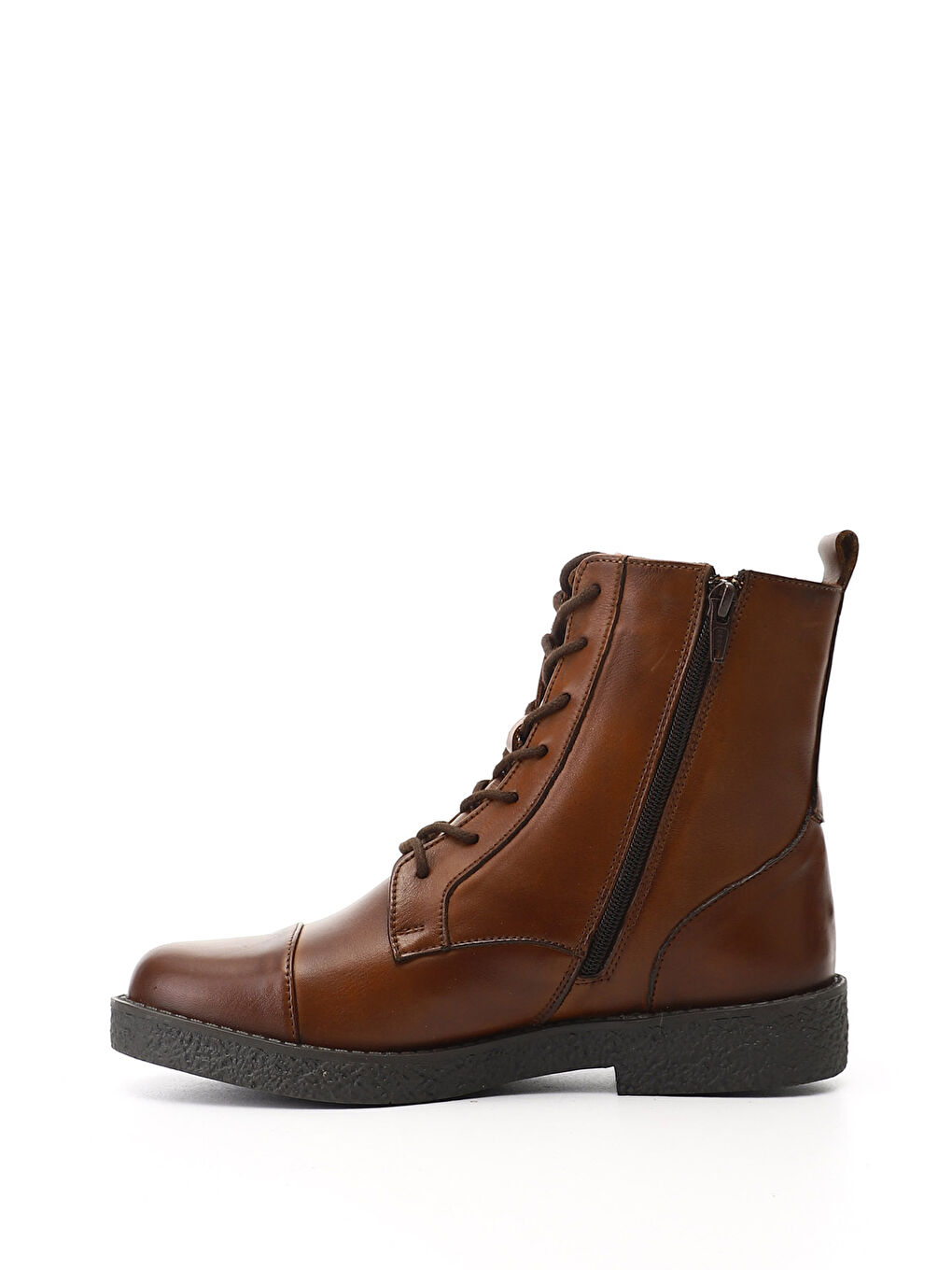 Kahverengi Kadın KAHVERENGİ-TABA Fermuarlı Kauçuk Taban Hakiki Deri Postal Bot-2