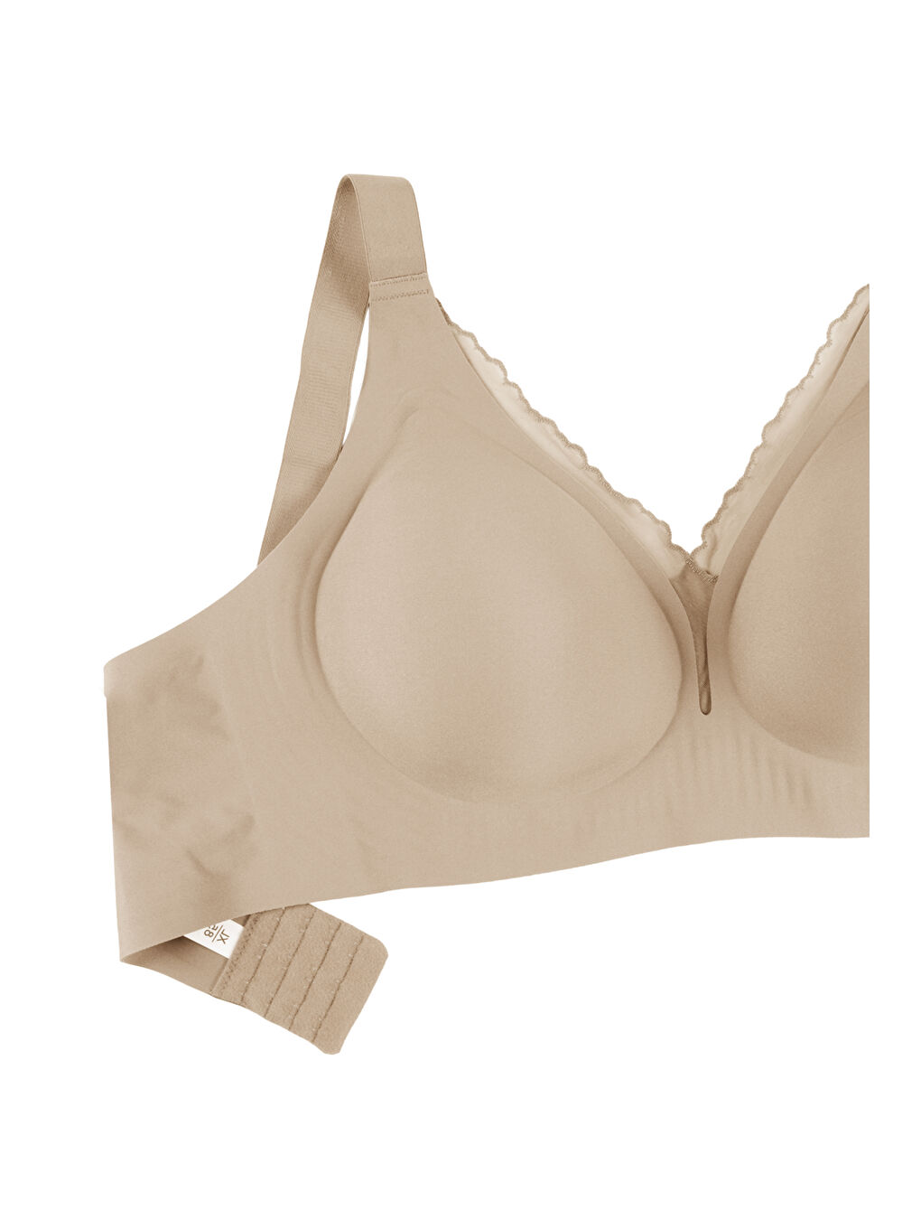 Ekru Kadın Büyük Beden (Battal) Dikişsiz Tül Detaylı Lazer Sütyen-3