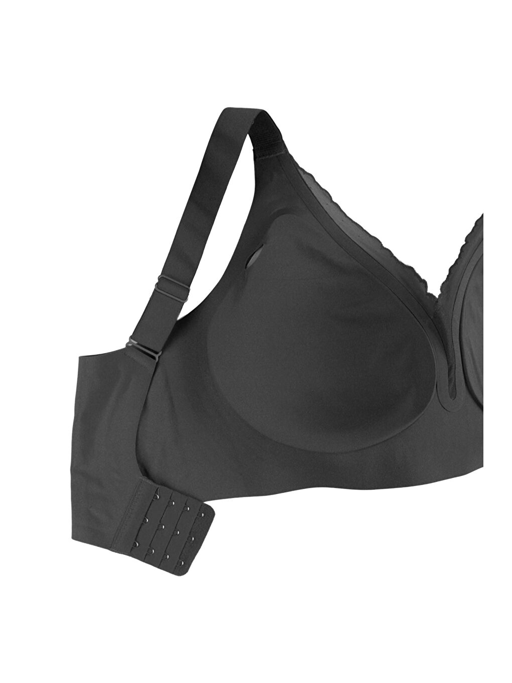 Siyah Kadın Büyük Beden (Battal) Dikişsiz Tül Detaylı Lazer Sütyen-2