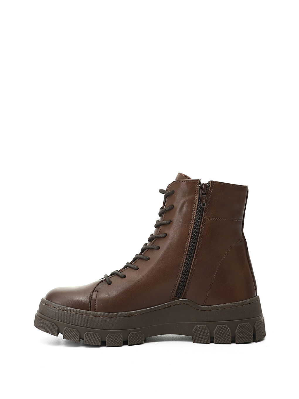 Kahverengi Kadın TÜTÜN KAHVE Fermuarlı Kauçuk Taban Hakiki Deri Postal Bot-2