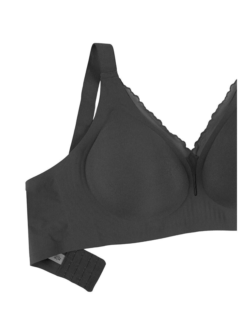 Siyah Kadın Büyük Beden (Battal) Dikişsiz Tül Detaylı Lazer Sütyen-3