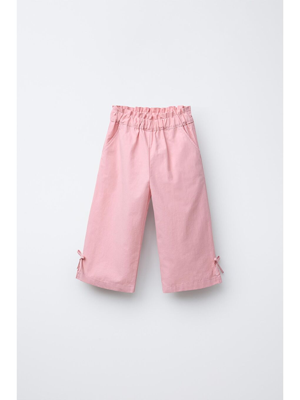 Kız Çocuk Pamuklu Pembe Kareli Gömlek Yaka Bluz Fiyonklu Pantolon Alt-Üst Takım-1