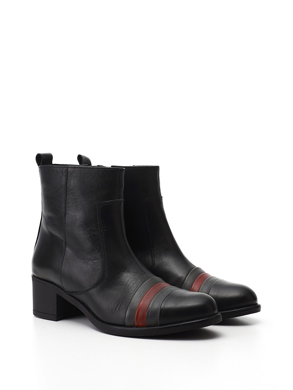 Siyah Kadın SİYAH Fermuarlı Kalın Topuklu Hakiki Deri Bot-1