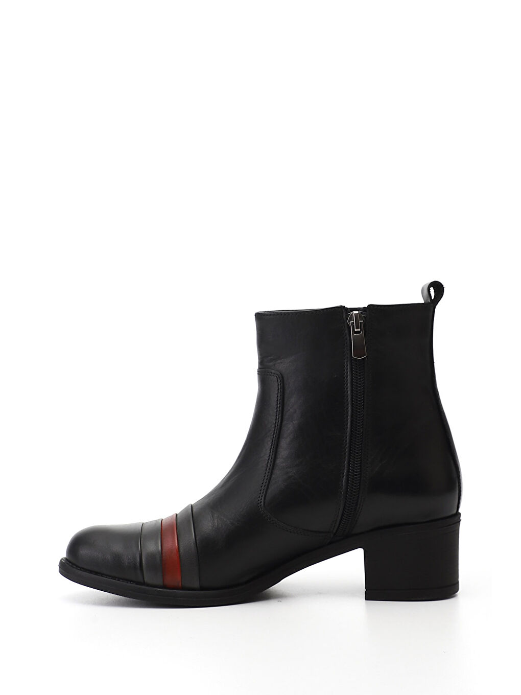 Siyah Kadın SİYAH Fermuarlı Kalın Topuklu Hakiki Deri Bot-2