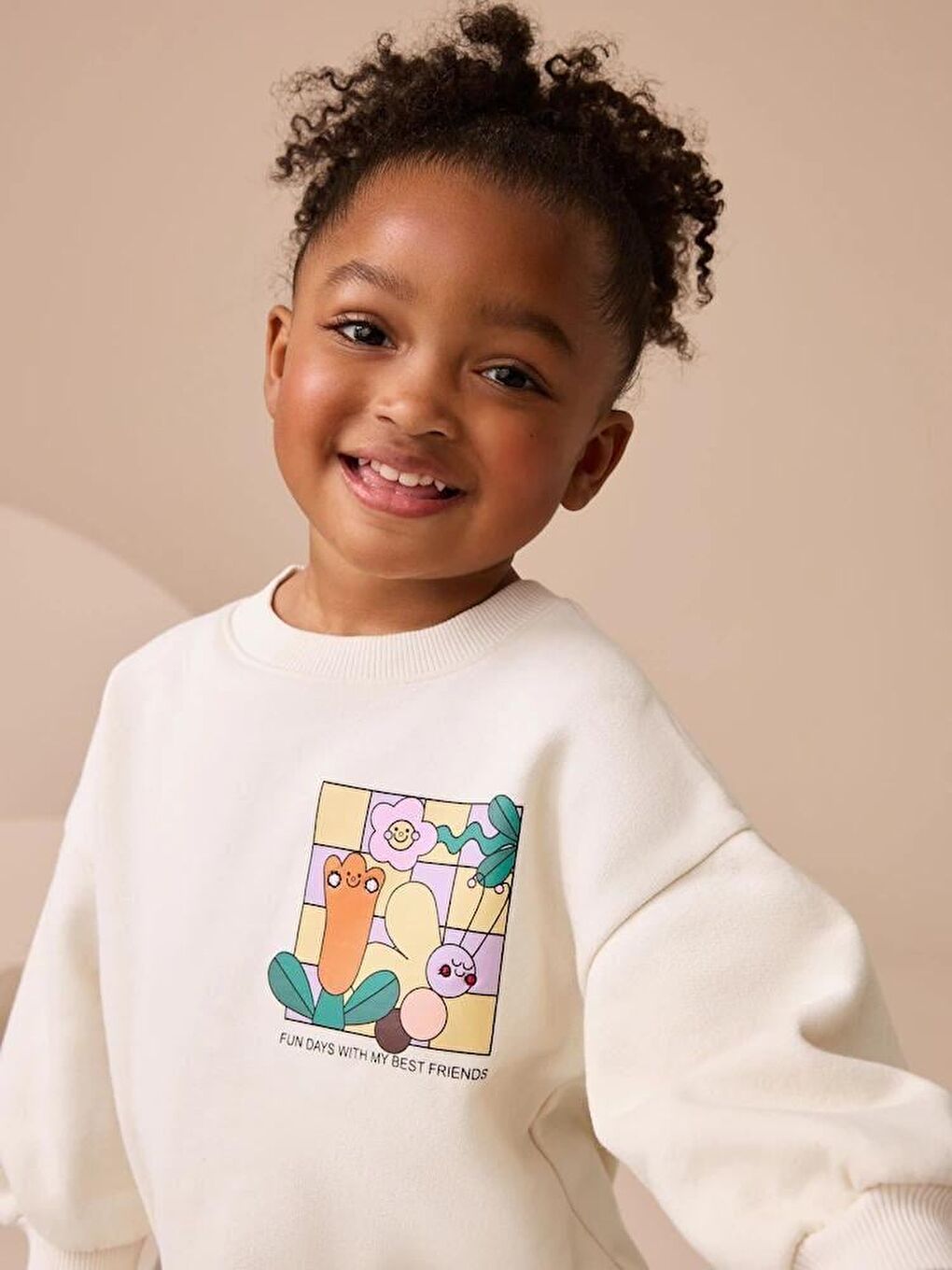 Karışık Kız Çocuk Pamuklu Beyaz Renkli Baskılı Sweatshirt Tayt Alt-Üst Takım-2