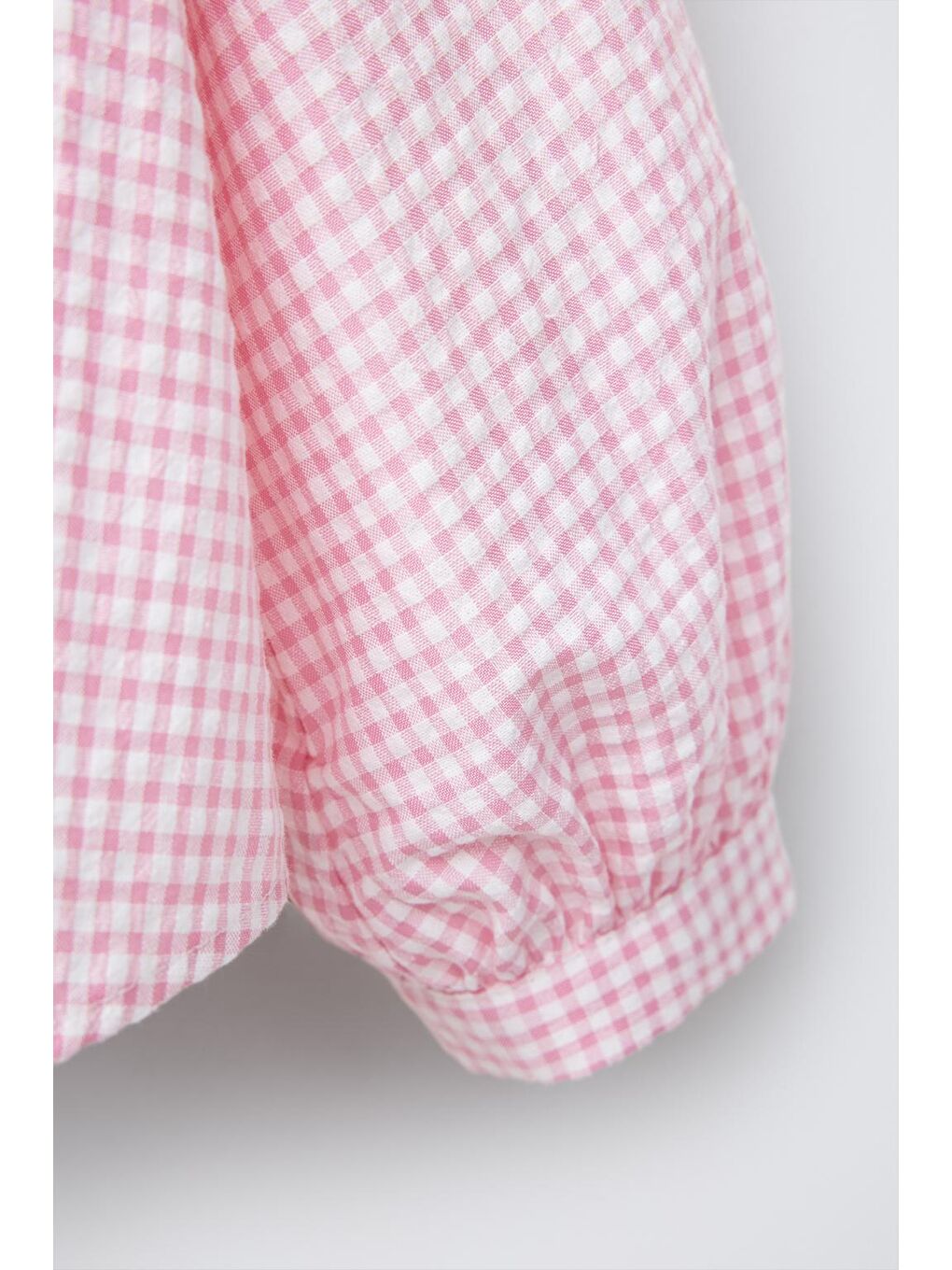 Kız Çocuk Pamuklu Pembe Kareli Gömlek Yaka Bluz Fiyonklu Pantolon Alt-Üst Takım-4