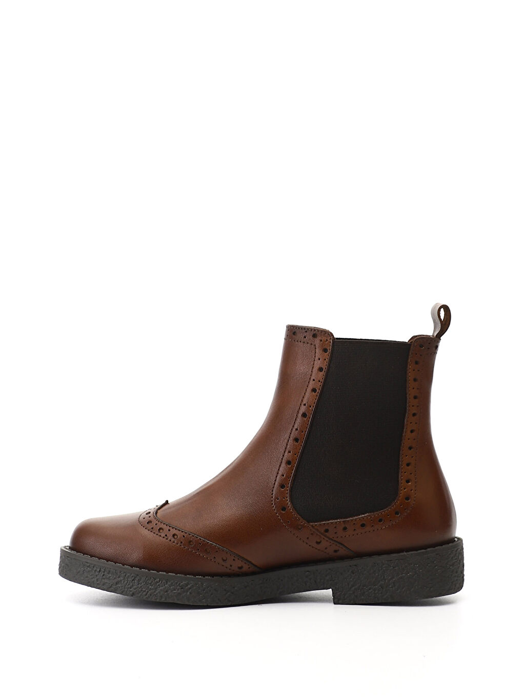 Kahverengi Kadın KAHVERENGİ-TABA Kauçuk Taban Hakiki Deri Chelsea Bot-2