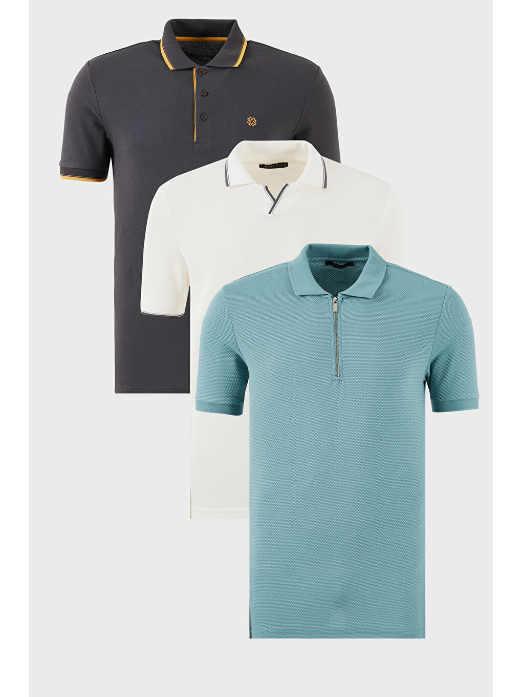 Beyaz Pamuklu Regular Fit 3'lü Paket Polo Yaka Tişört 59029641518S3
