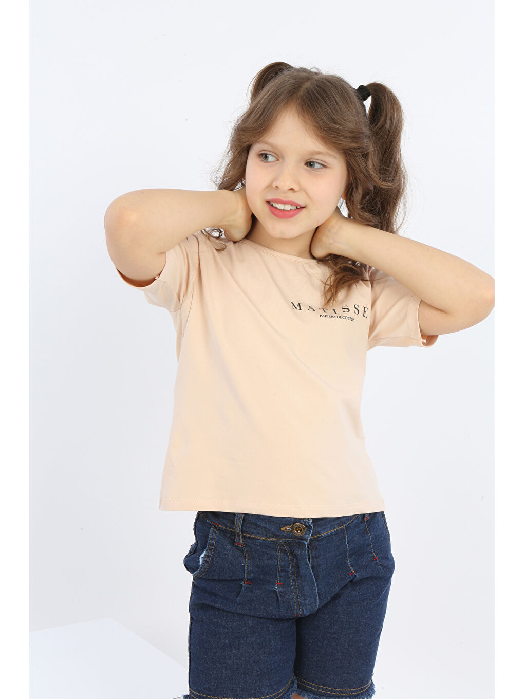 Bej Kız Çocuk Matısse Baskılı Tişört-1
