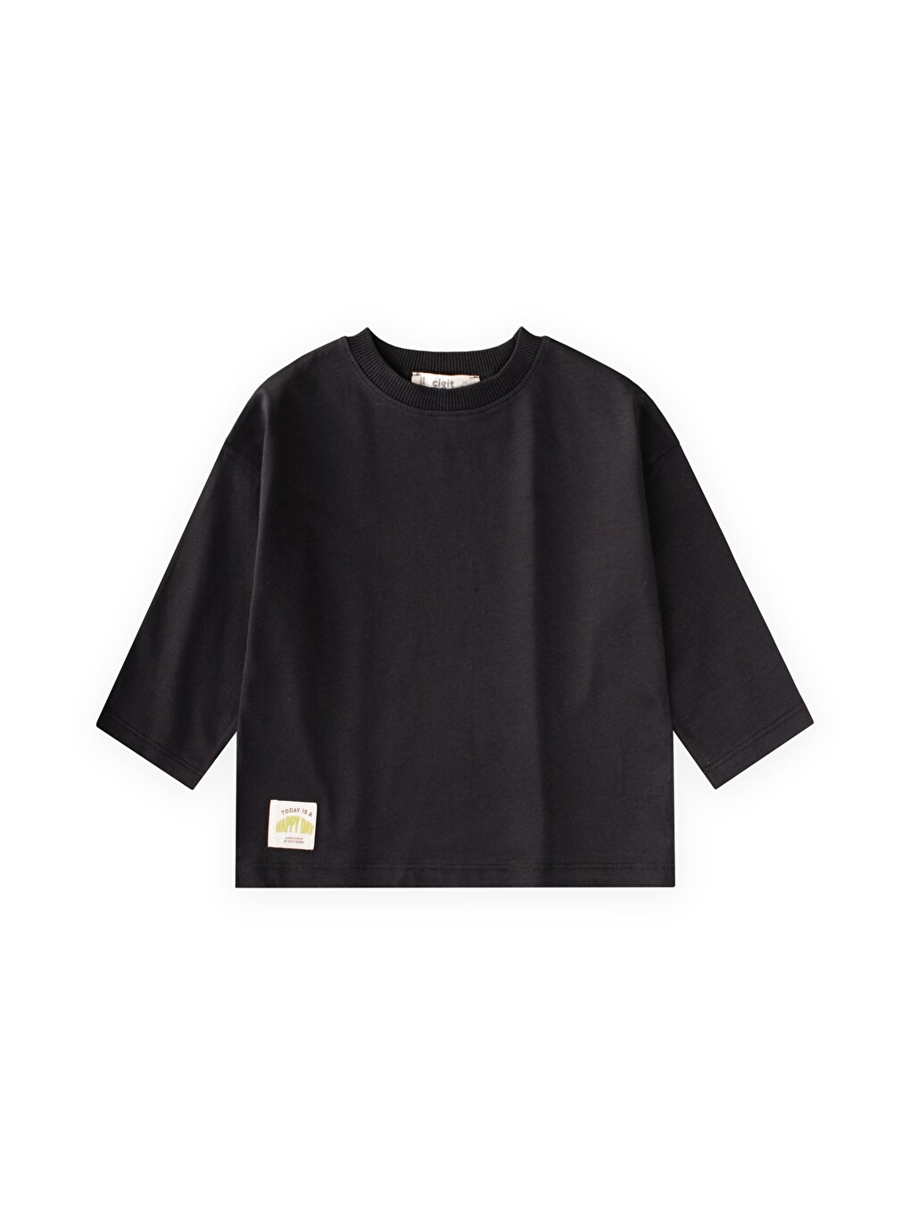 Oversize Mevsimlik T-shirt 2-10 Yaş Siyah
