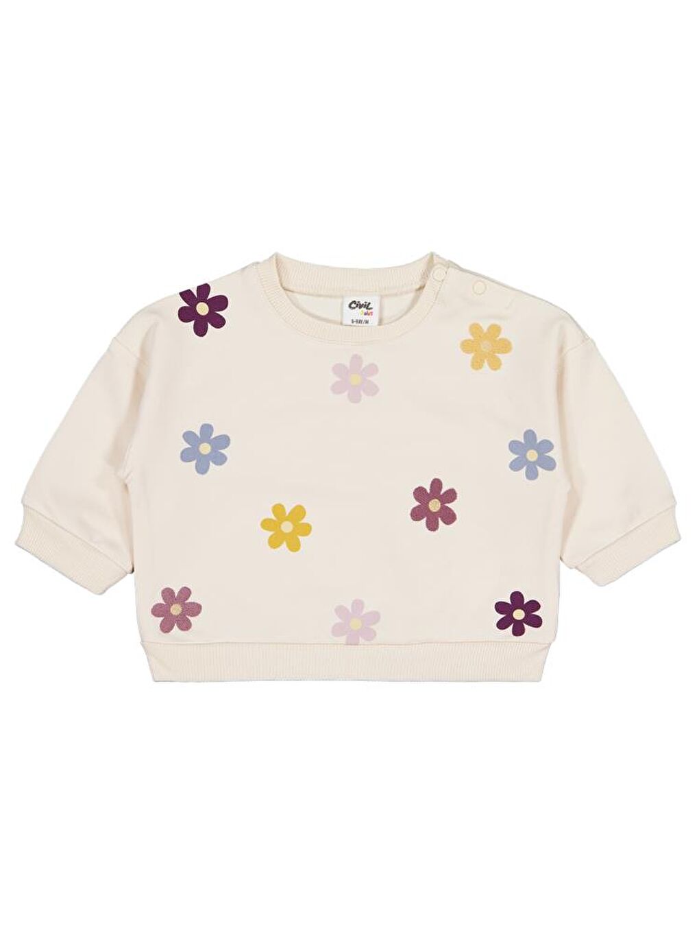 Bej Baby Çiçek Baskı Ve Nakışlı 6-18 Ay Sweatshirt-1