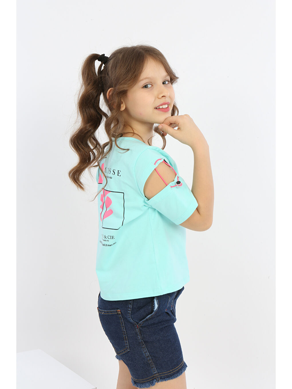 Turkuaz Kız Çocuk Matısse Baskılı Tişört-1