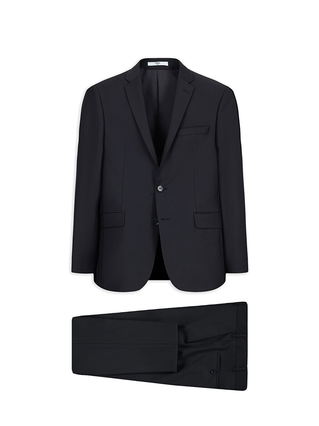 Lacivert 7 Drop Super Slim Fit Eksra Dar Kesim Mono Yaka Yünlü Takım Elbise