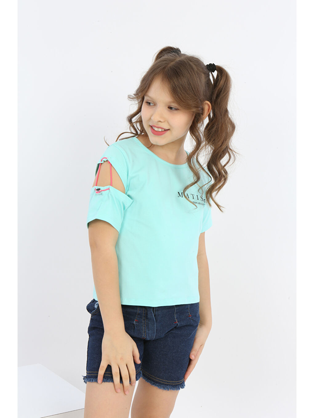 Turkuaz Kız Çocuk Matısse Baskılı Tişört-2