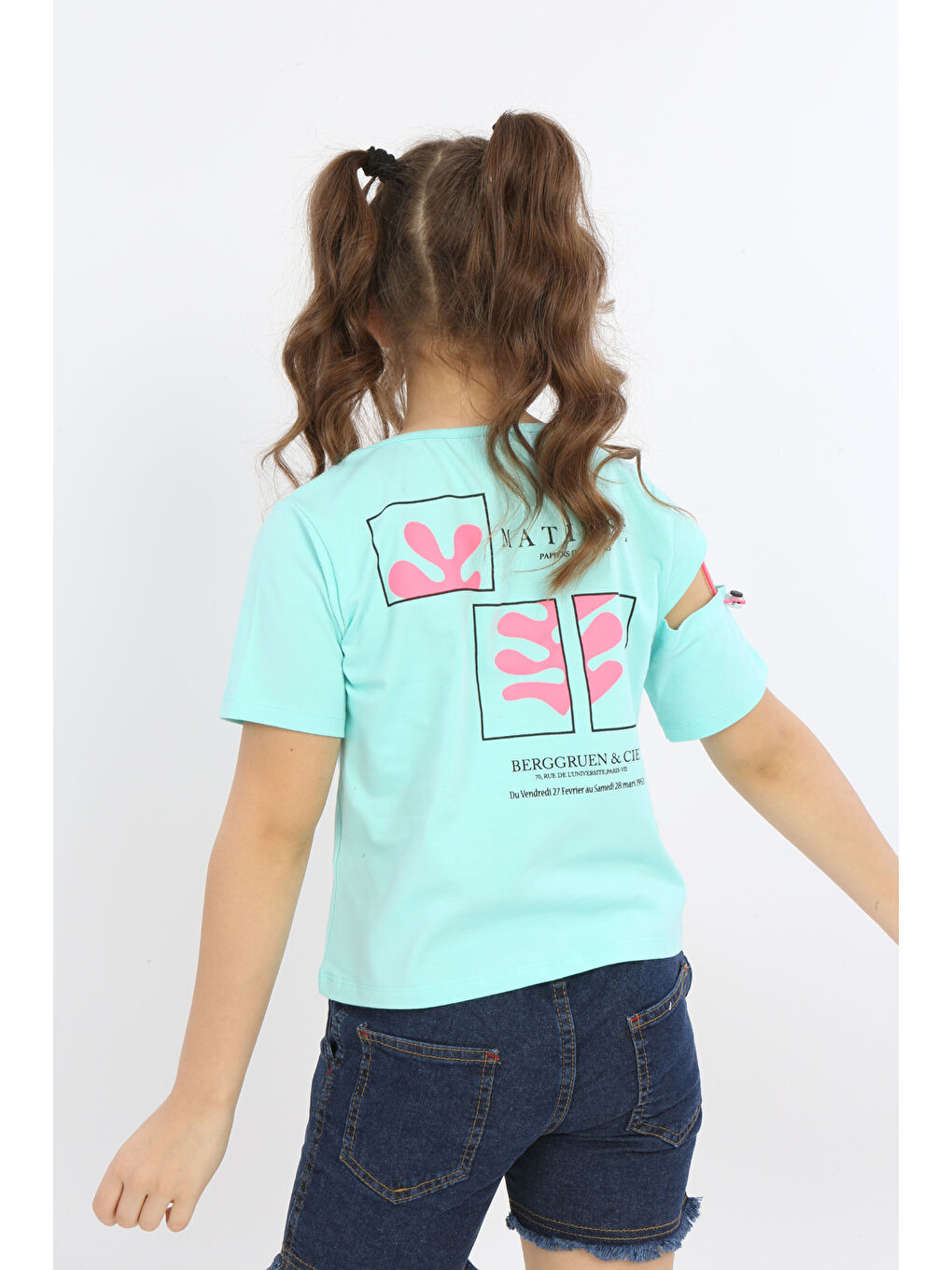 Turkuaz Kız Çocuk Matısse Baskılı Tişört-4