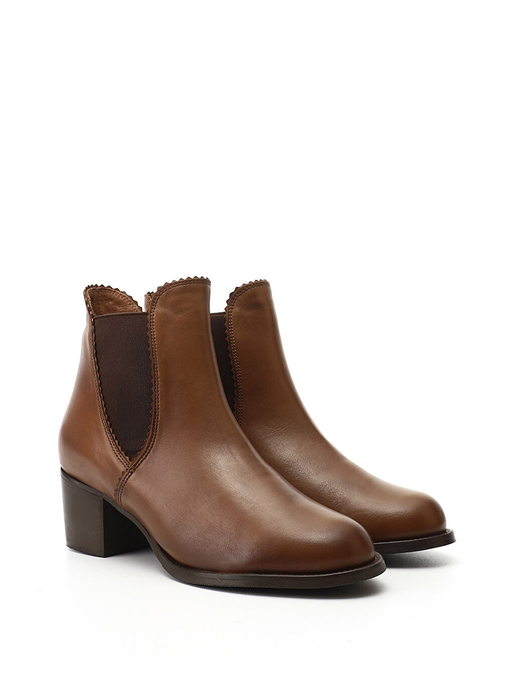 Kahverengi Kadın KAHVERENGİ-TABA Topuklu Hakiki Deri Chelsea Bot-1