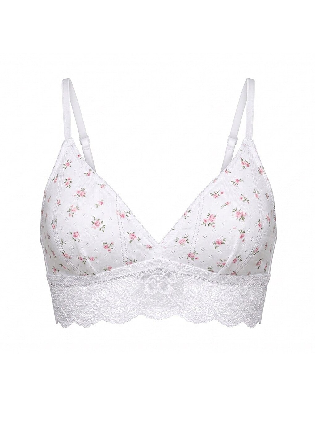 Beyaz Kadın Giyim Elastanlı Kumaş Dantel Detaylı Bralet Bb2763