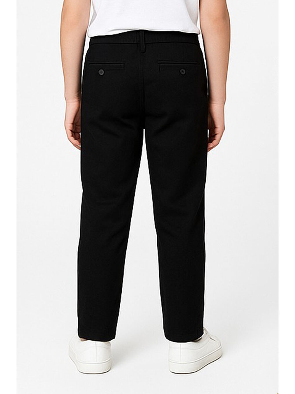 Siyah Kız Çocuk %100 Pamuk Beli Lastikli ve Kordonlu Okul Pantolonu 12280-2