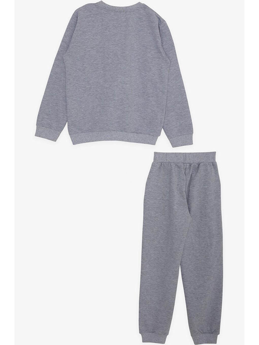 Erkek Çocuk Eşofman Takım Slogan Temalı Yazı Baskılı Gri Melanj (4-8 Yaş)-4