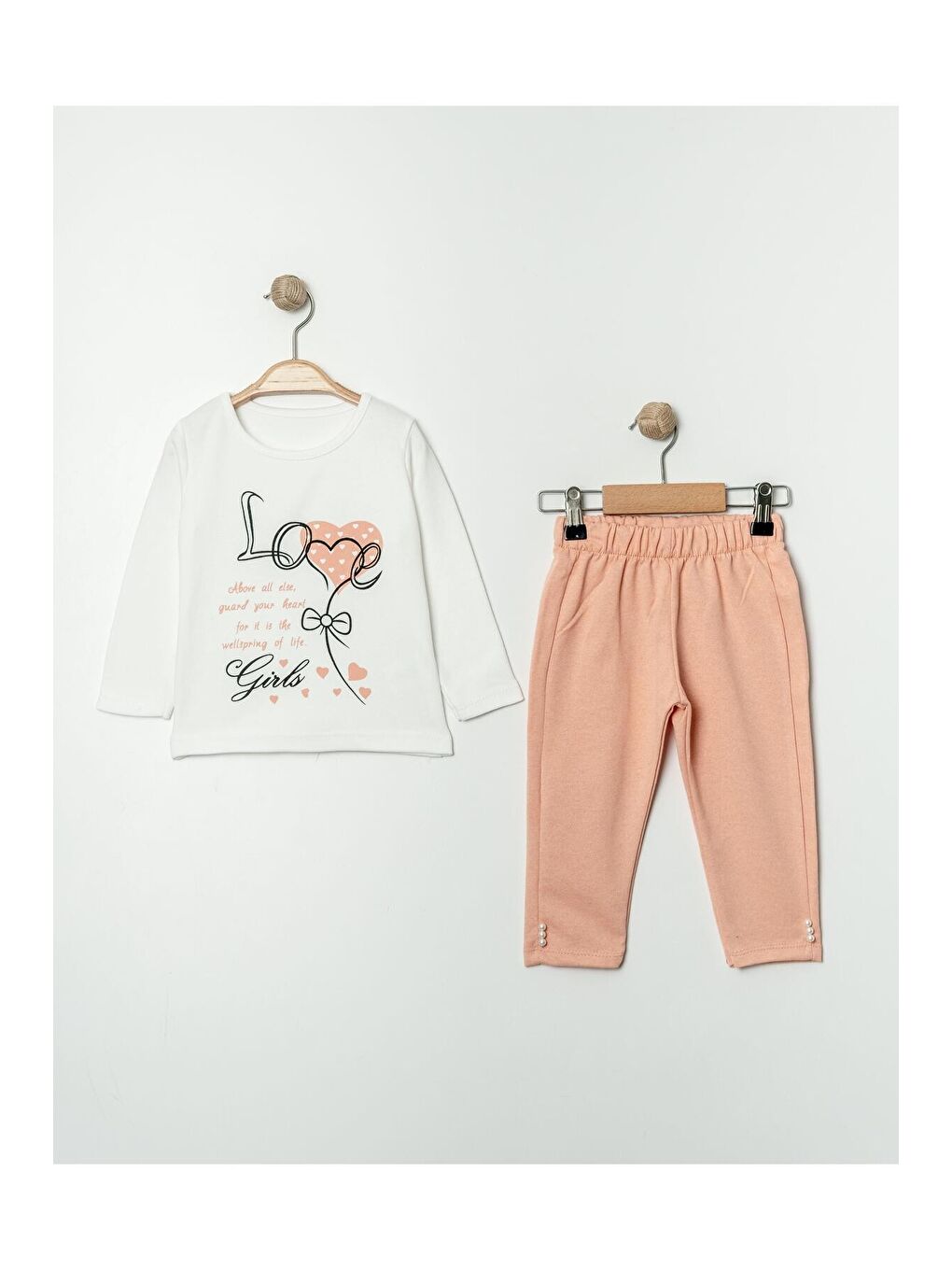 Pembe %100 Pamuklu Ekose Kumaş Bebek Üçlü Takım-1