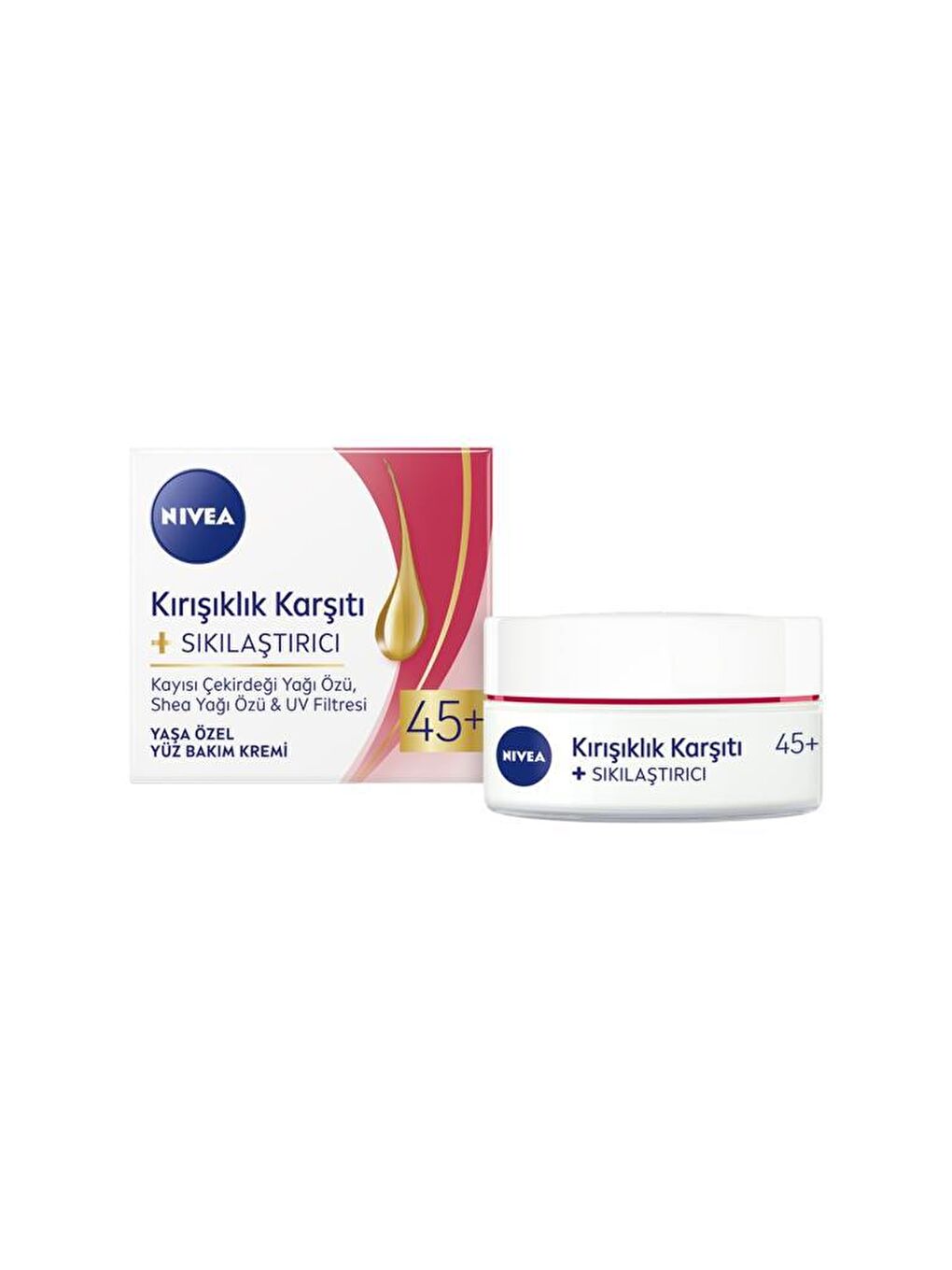 NIVEA Şeffaf Kırışıklık Karşıtı + Sıkılaştırıcı Krem Yaş 45+ 50 ml, Yaşa Özel Yüz Bakım Kremi, Güneş Koruması