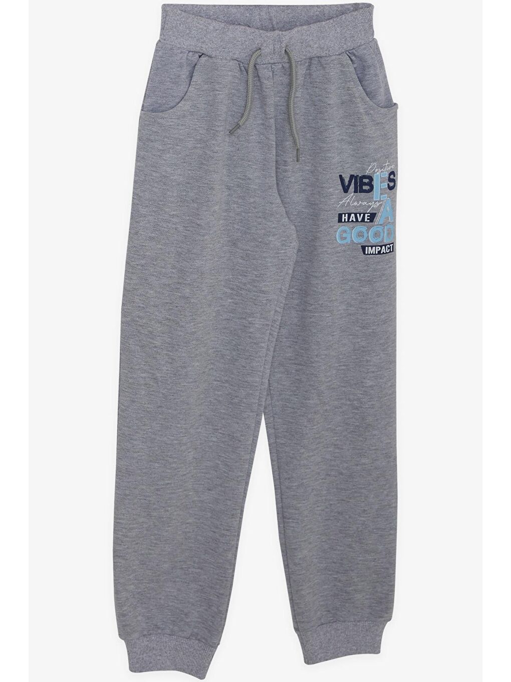 Erkek Çocuk Eşofman Takım Slogan Temalı Yazı Baskılı Gri Melanj (4-8 Yaş)-2