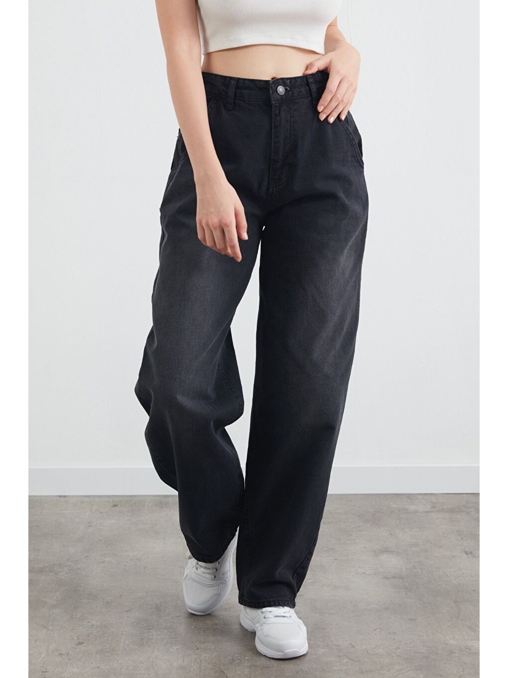 Siyah Fermuarlı Skater Jean-1