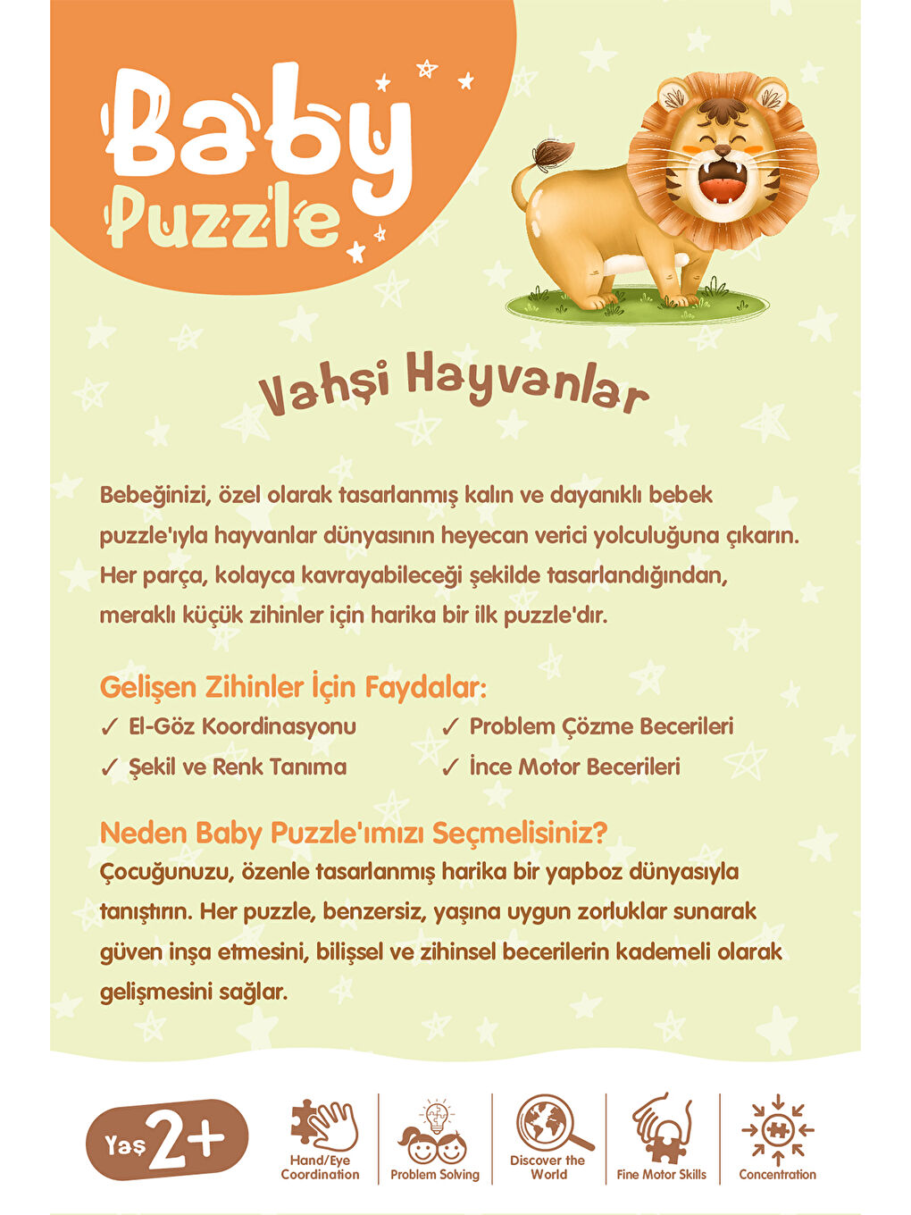Baby Puzzle Vahşi Hayvanlar 13 Parça-3