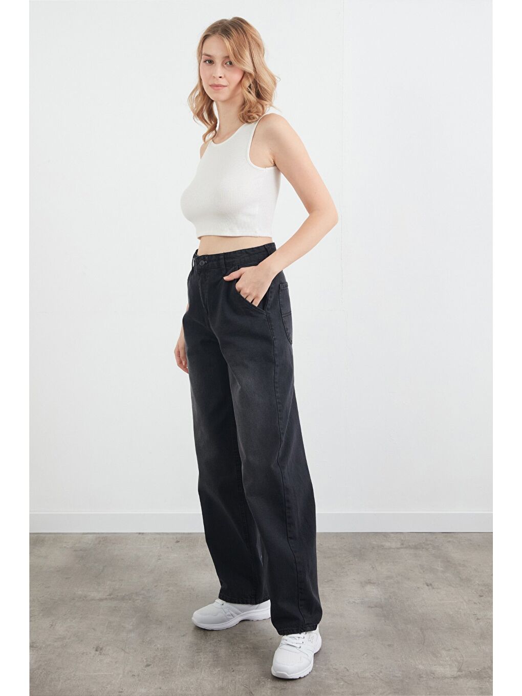 Siyah Fermuarlı Skater Jean-2